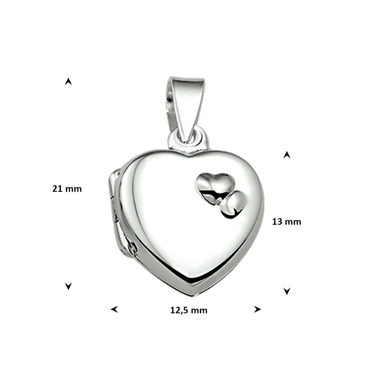 Medaillon Herz 13 mm Silber weiß