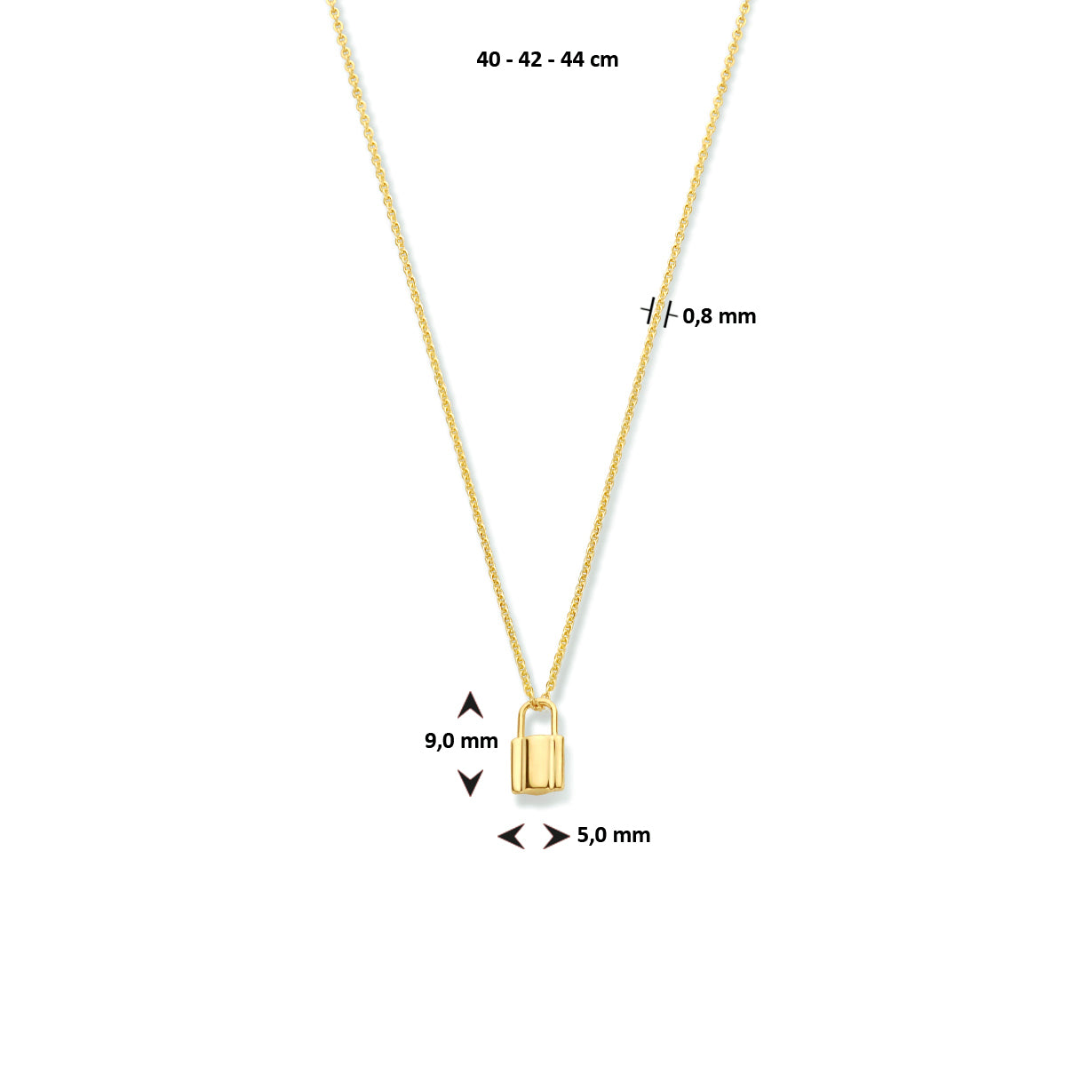 Halskettenverschluss 40 - 42 - 44 cm 14K Gelbgold
