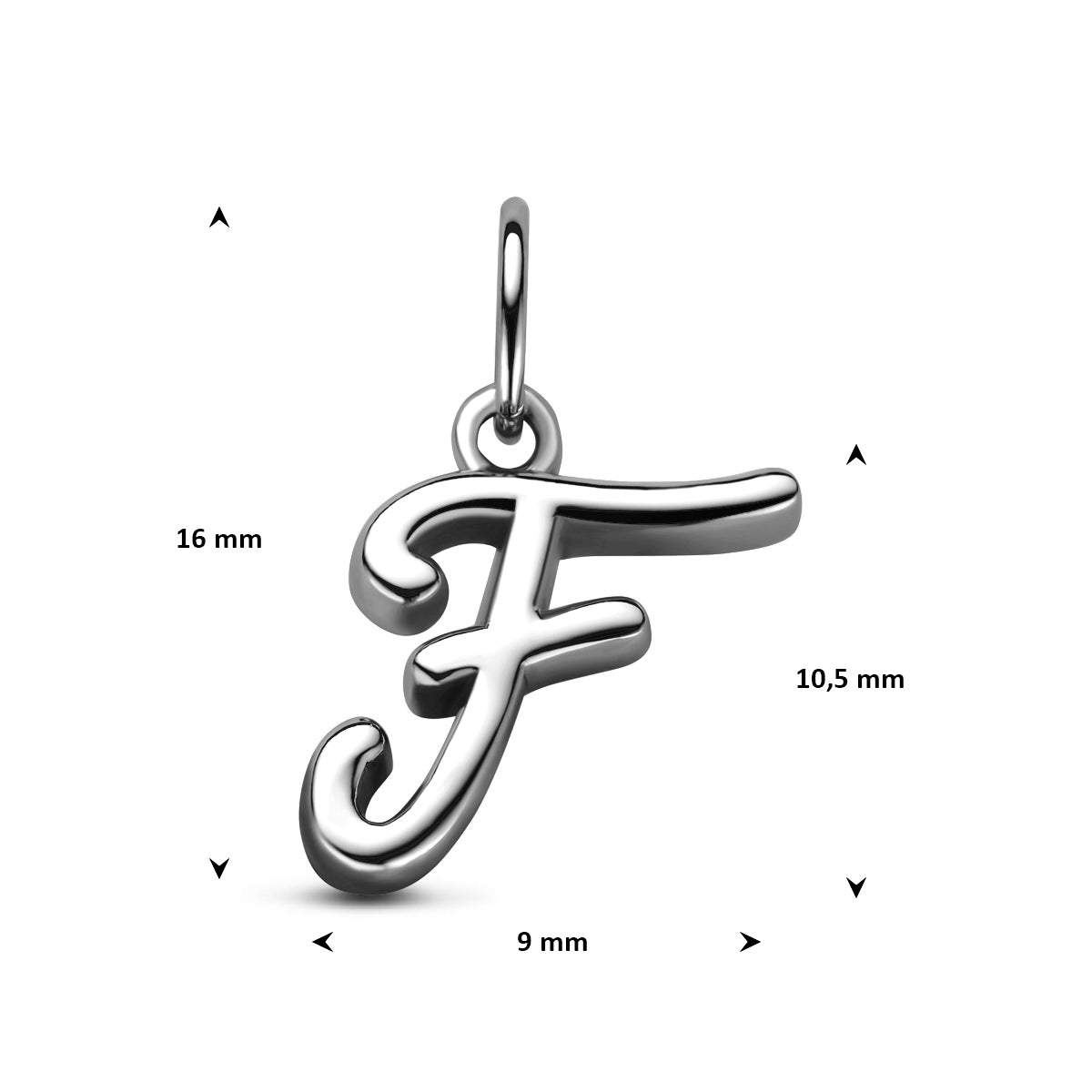 hanger letter zilver gerhodineerd