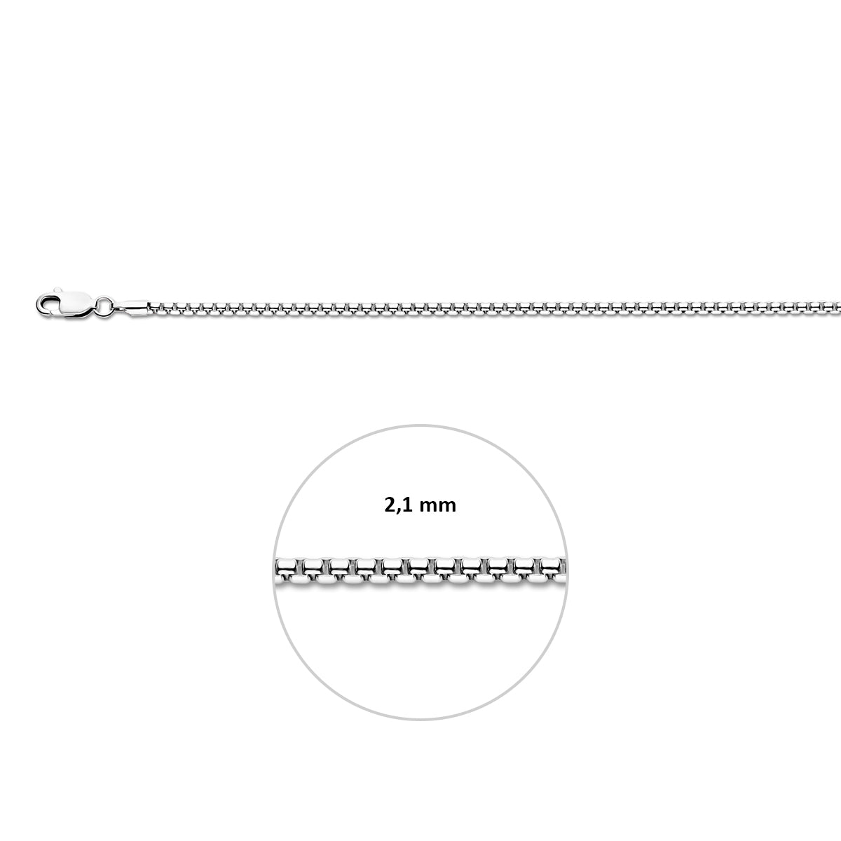 venetiaans bol 2,1 mm zilver gerhodineerd