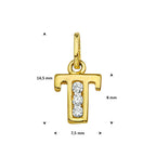 hanger letter zirkonia 14K geelgoud