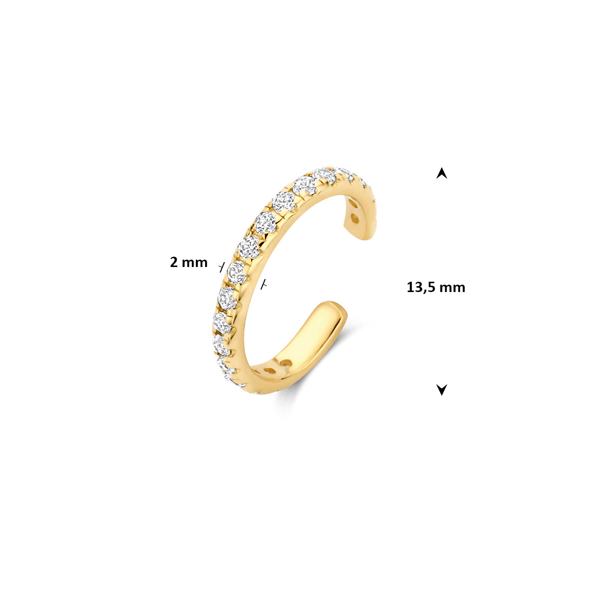 ear cuff zirkonia 10,5 mm 14K geelgoud