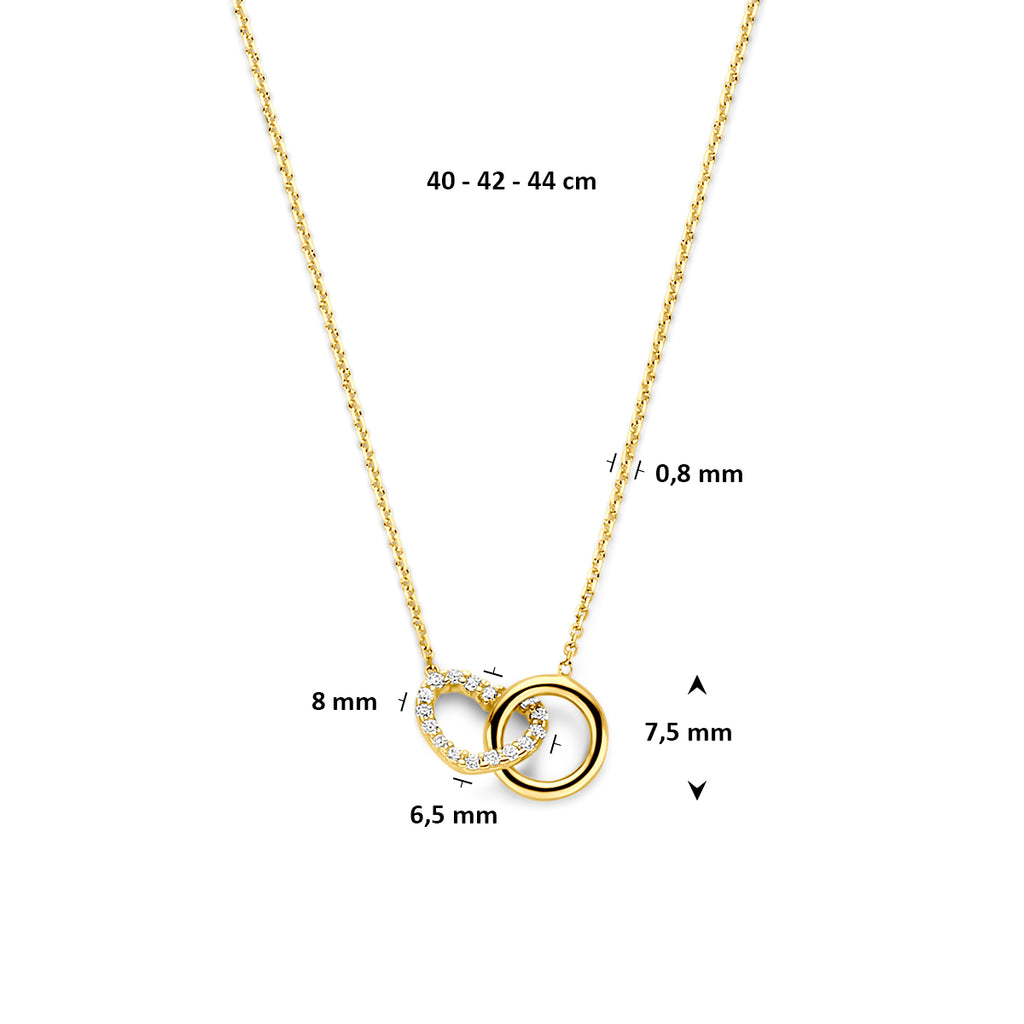Halskette Herz Zirkonia 40 - 42 - 44 cm 14K Gelbgold