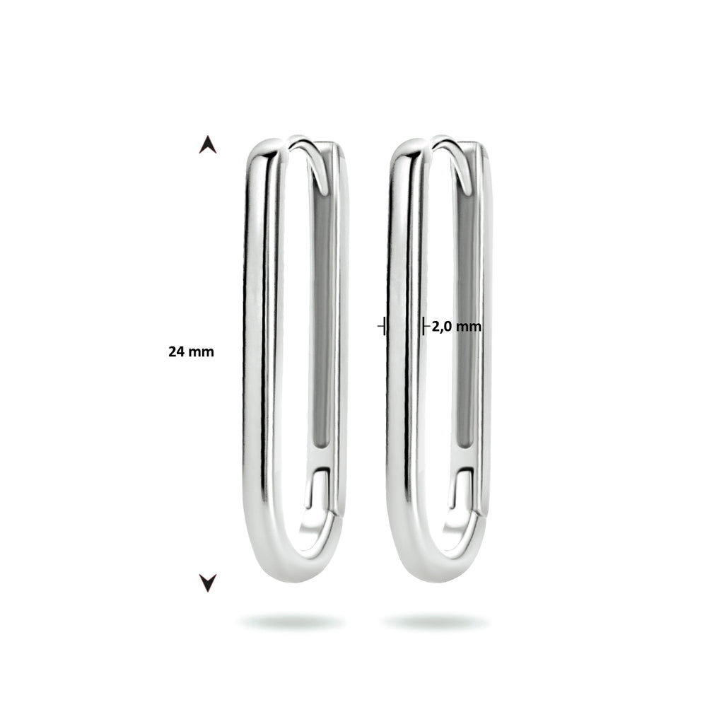klapoorringen paperclip zilver gerhodineerd