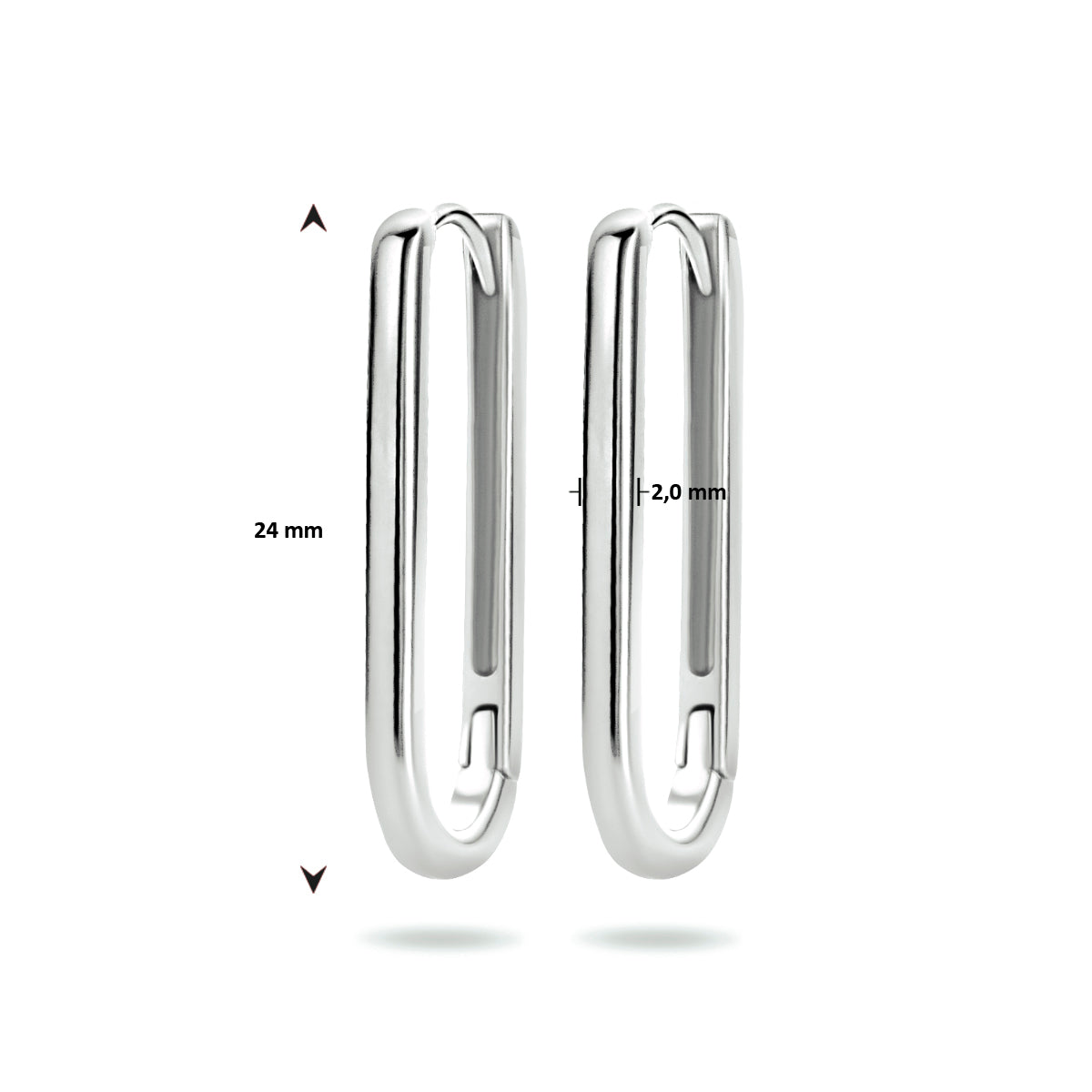 klapoorringen paperclip zilver gerhodineerd