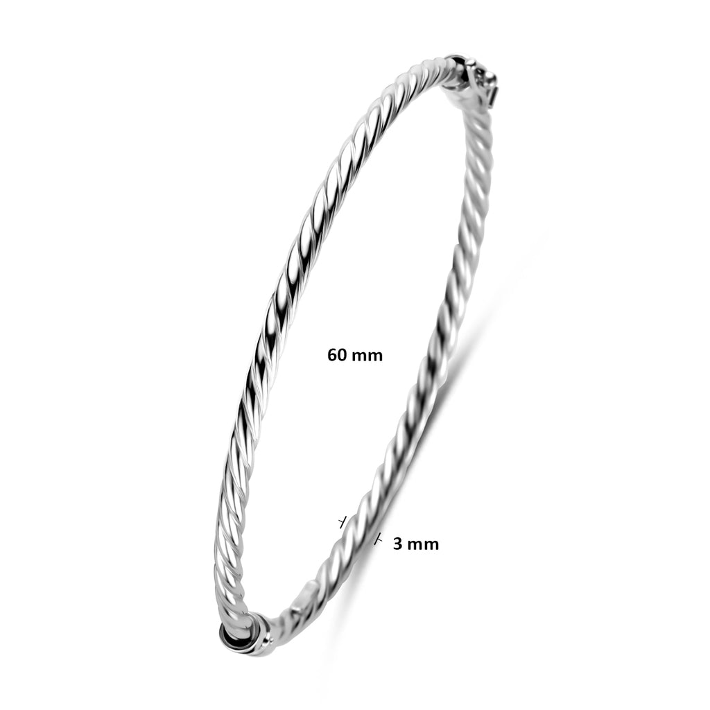 Armreif gedreht 3 mm 60 mm Silber rhodiniert
