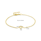 Armband Herz und Diamant 16,5 - 17,5 - 18,5 cm 0,04 ct H SI 14 K Gelbgold