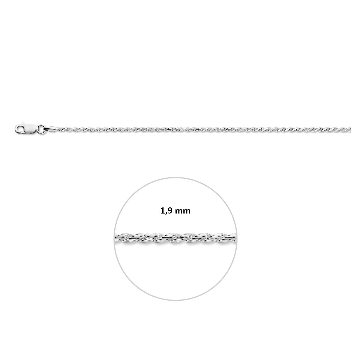 Kordel diamantiert 1,9 mm silberweiß