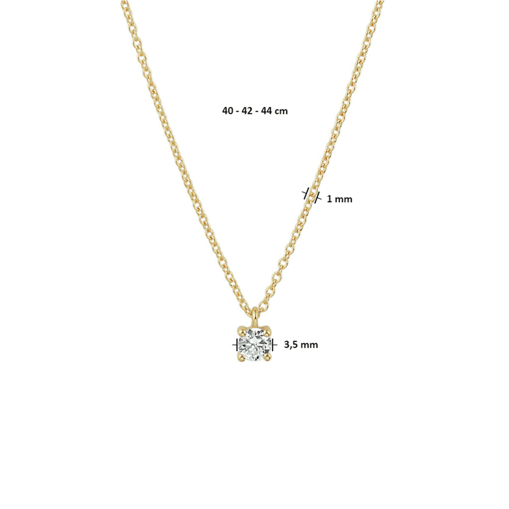 collier zirkonia 40 - 42 - 44 cm 14K geelgoud
