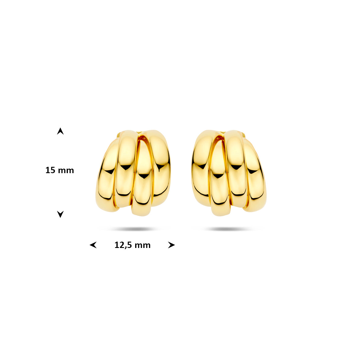 Stecker-Ohrringe 15 mm 1 Mikron silbervergoldet (gelb)