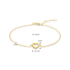 Armband Herz 16,5 - 17,5 - 18,5 cm 14K Gelbgold