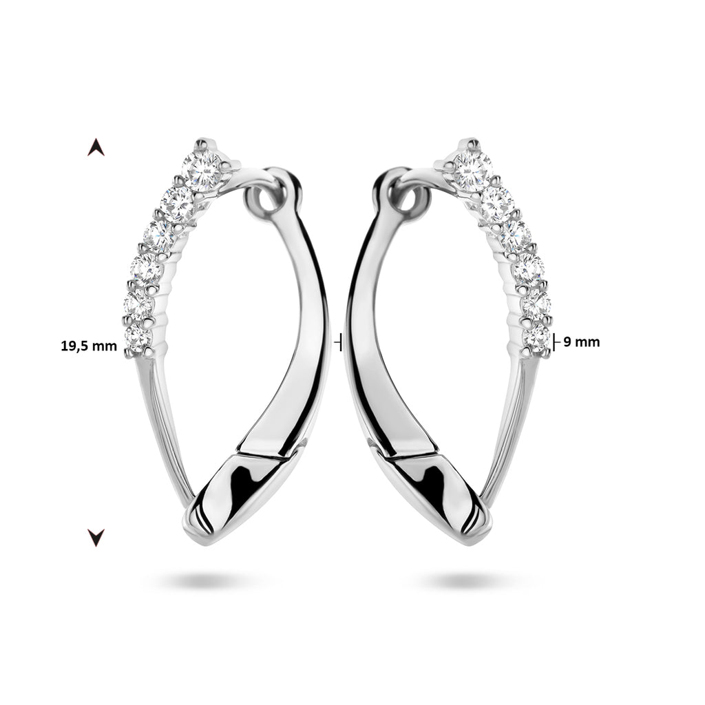 klapoorringen zirkonia zilver gerhodineerd