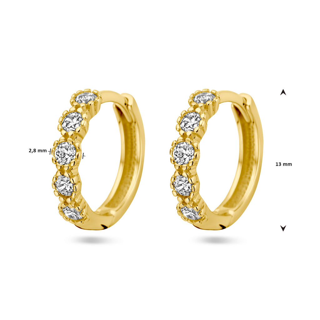 klapoorringen zirkonia 14K geelgoud