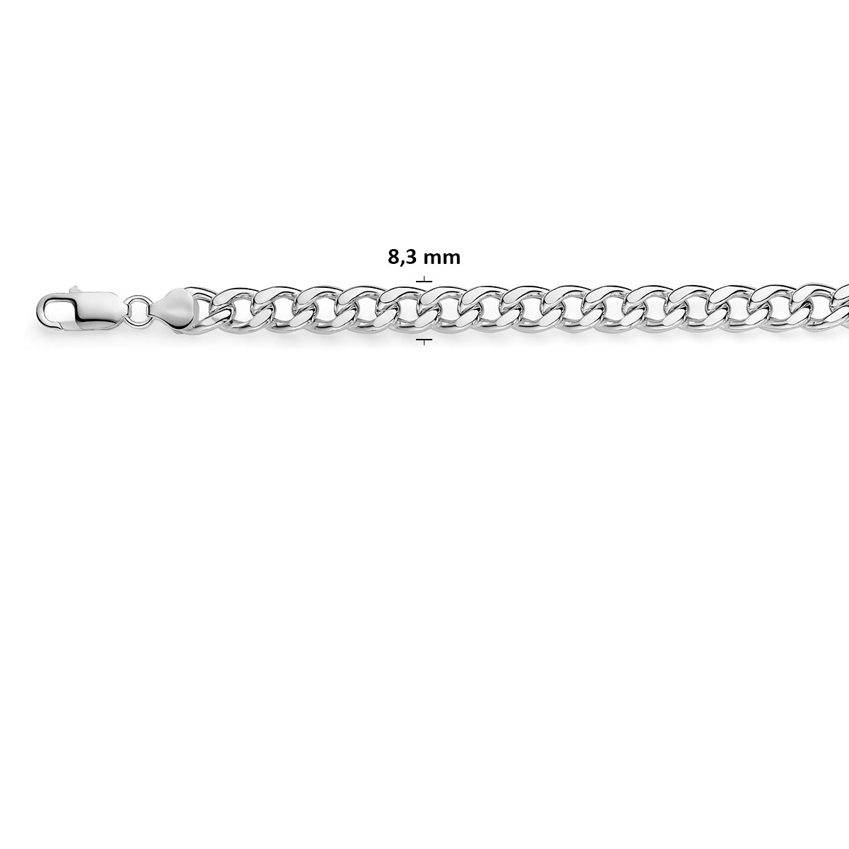gourmette 8,3 mm zilver wit