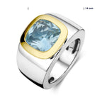 ring blauw topaas 14K goud en zilver
