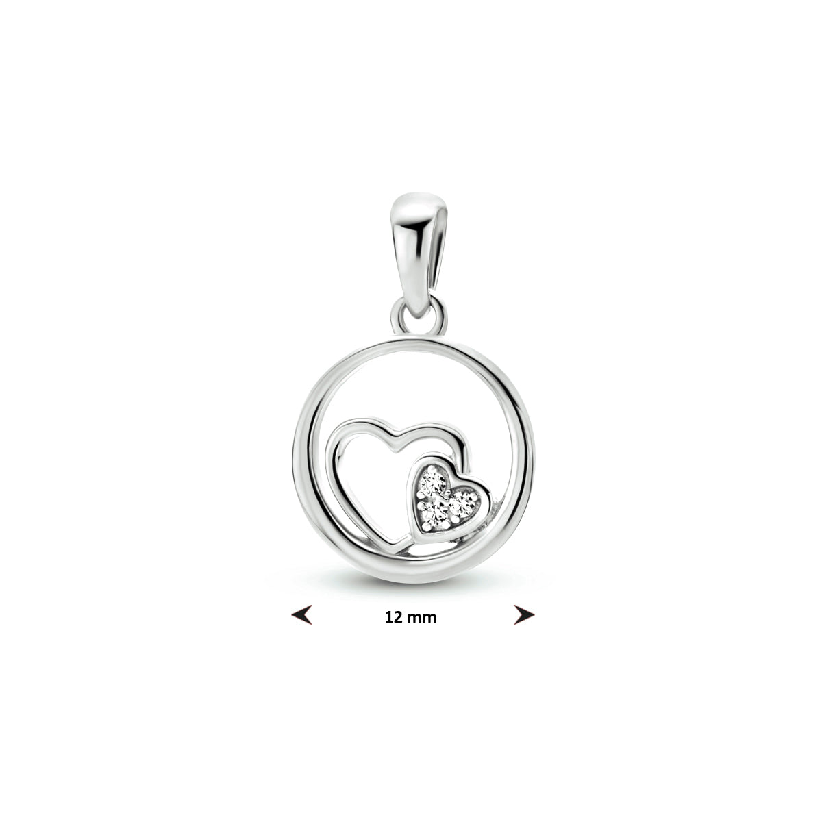 hanger hartjes zirkonia zilver gerhodineerd