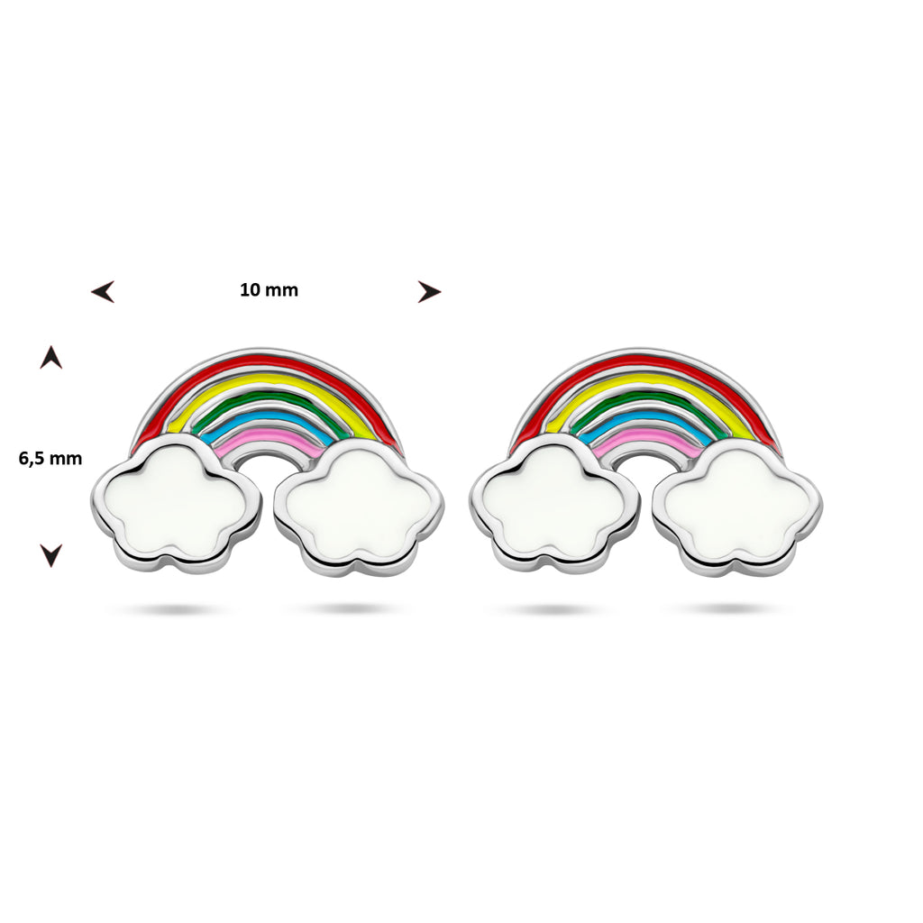 Ohrstecker Emaille Regenbogen rhodiniert