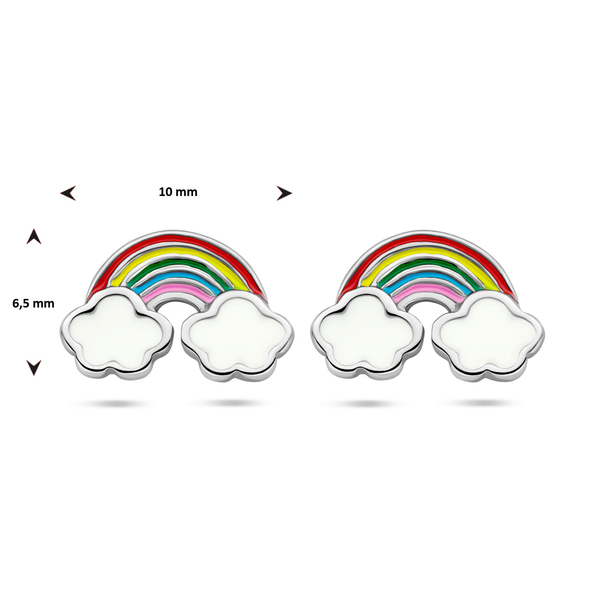Ohrstecker Emaille Regenbogen rhodiniert