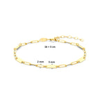 9k Armband Plättchen 16 + 3 cm 9K Gelb
