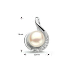 Anhänger Perle und Zirkonia Silber rhodiniert