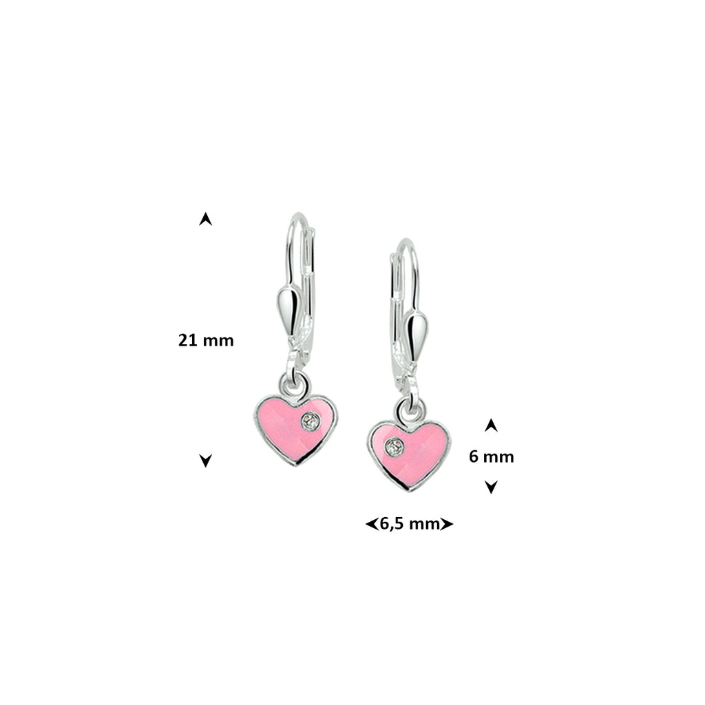 Ohrhänger Herz und Zirkonia Brisurhaken 21 mm Silber rhodiniert