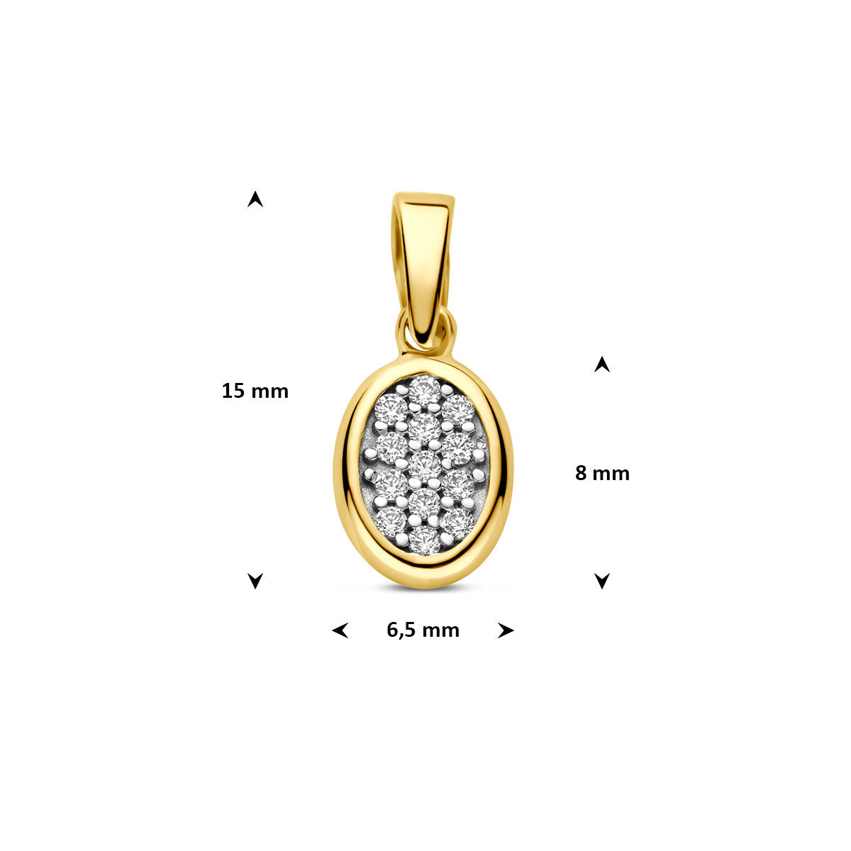 hanger zirkonia 8 mm 14K geelgoud