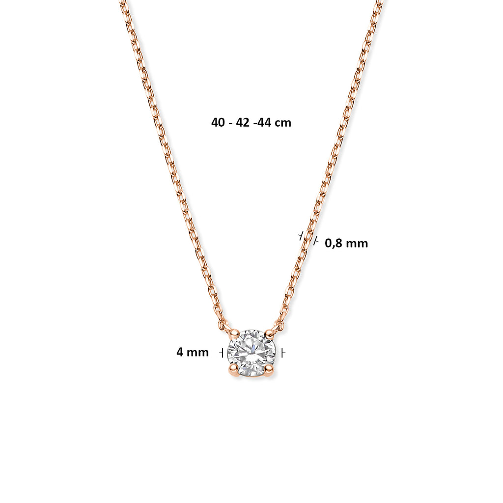 collier zirkonia 40 - 42 - 44 cm 14K roségoud