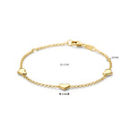 Armband Herzen 11 - 13 cm 14K Gelbgold