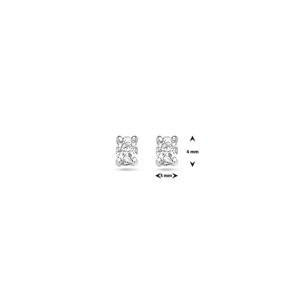 oorknoppen zirkonia 4 mm zilver gerhodineerd