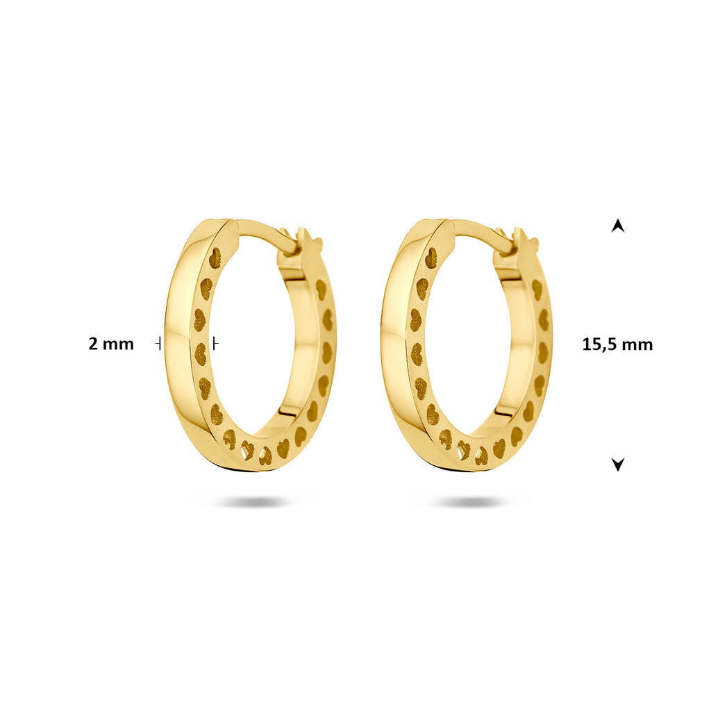 klapoorringen hartjes 2 mm 14K geelgoud - rond