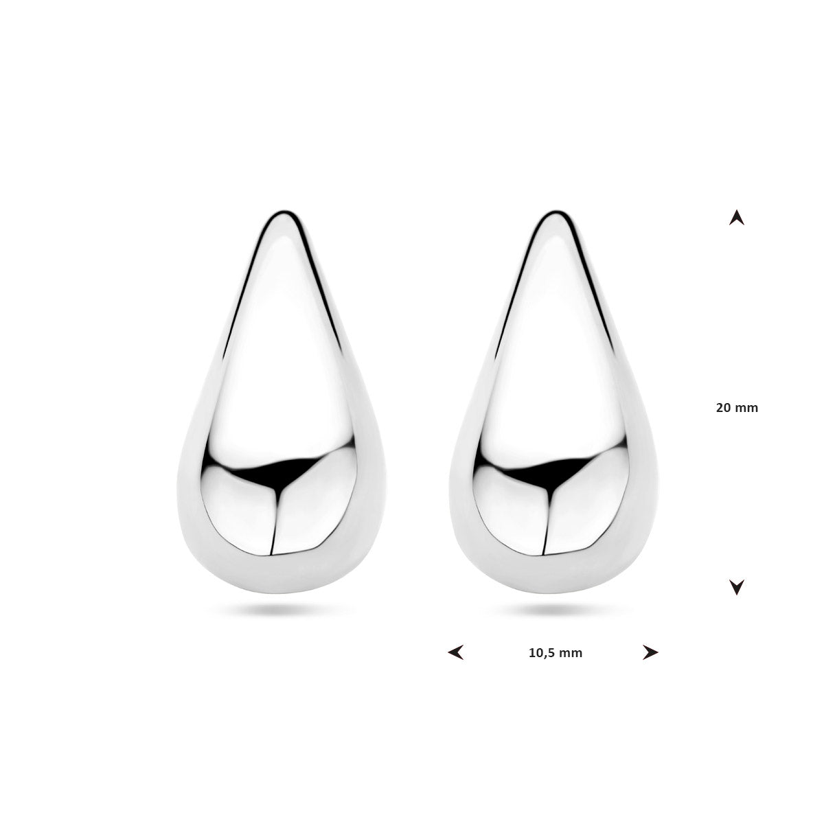 Ohrstecker Tropfen 20 mm Silber rhodiniert