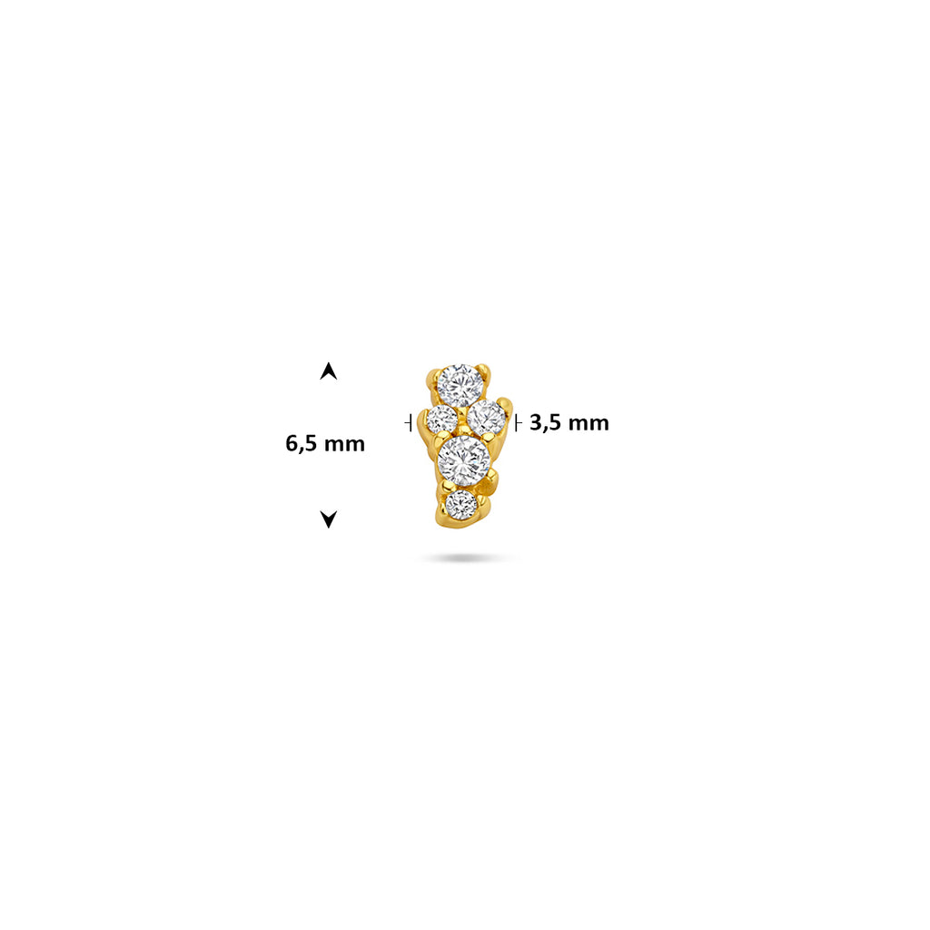 flat back piercing zirkonia 6,5 mm 1 micron zilver verguld (geel)