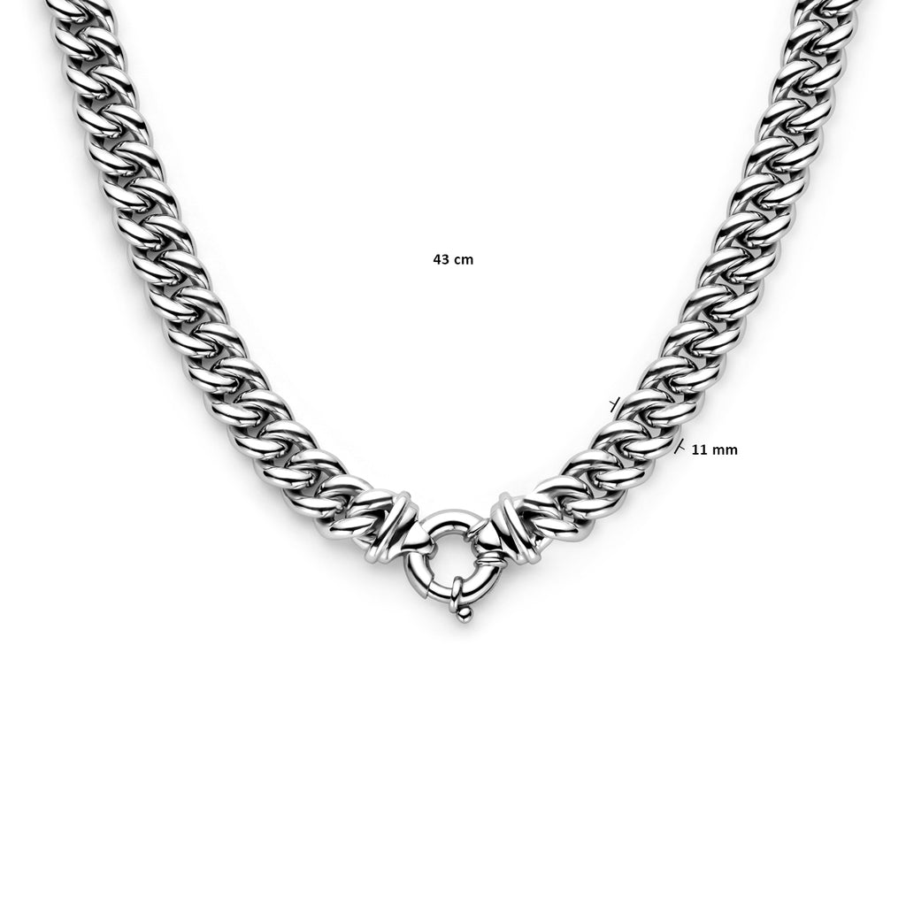 collier gourmette 10,6 mm  43 cm met groot veerslot zilver gerhodineerd