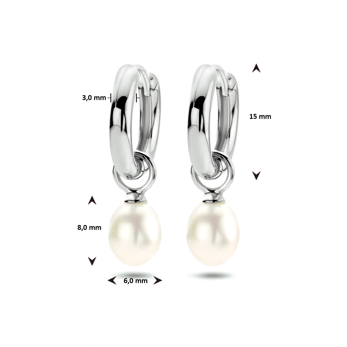 Kreolen Perle 24 mm Silber rhodiniert