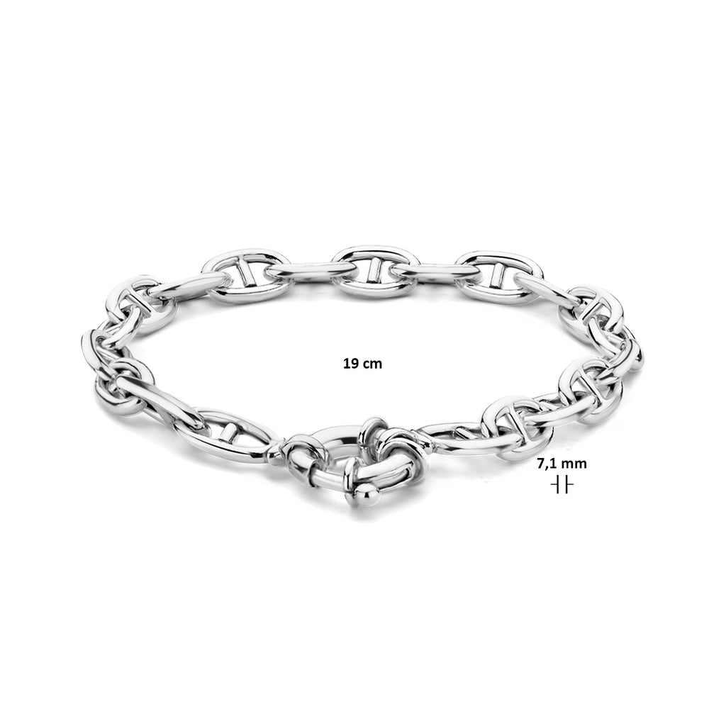 armband marine 7,1 mm 19 cm met groot veerslot zilver gerhodineerd