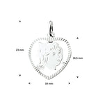 hanger meisje hart gediamanteerd 16,5 mm zilver wit