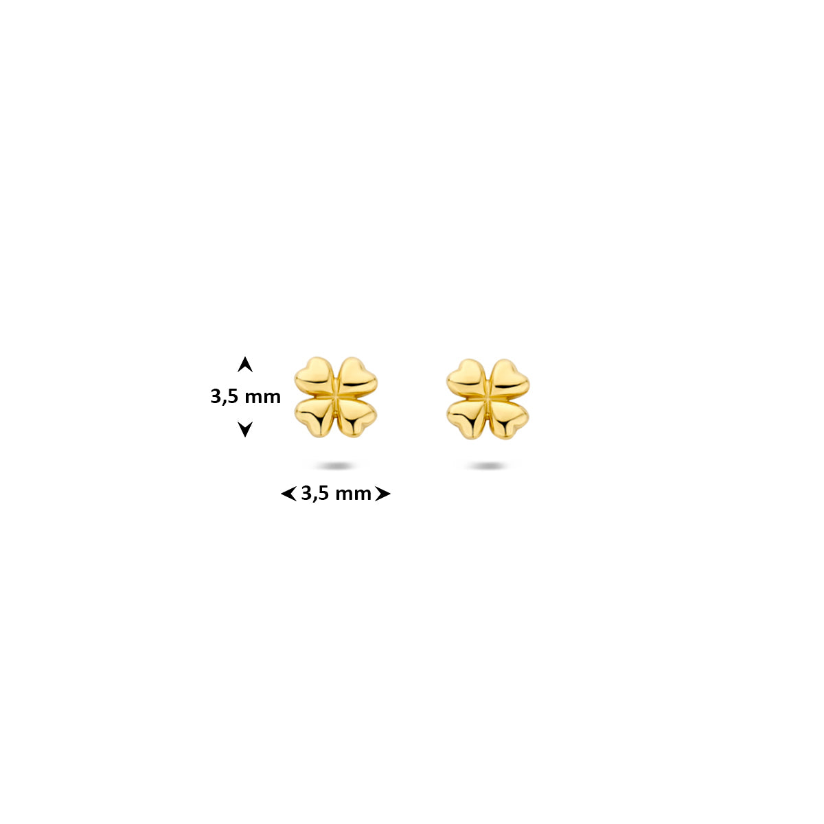 oorknoppen klavertje 3,5 mm 14K geelgoud
