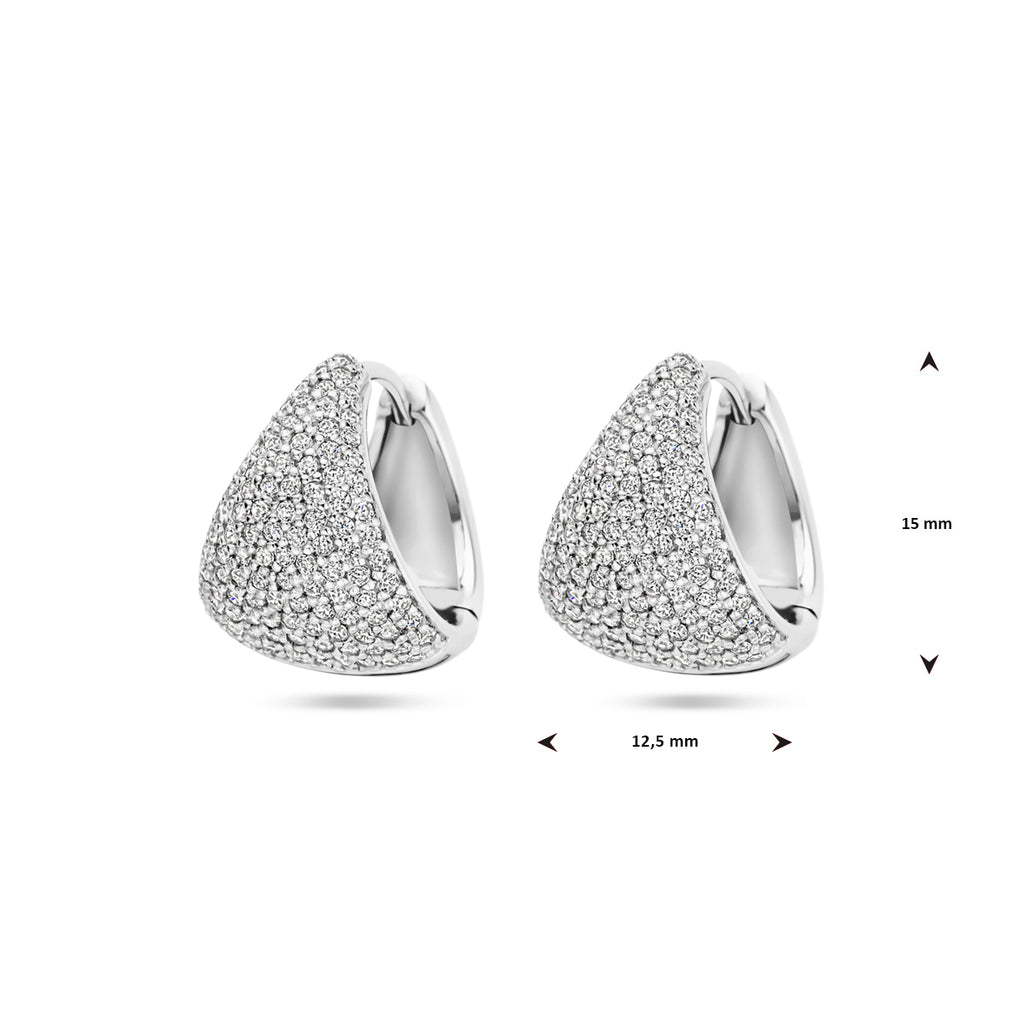 klapoorringen zirkonia 15 mm zilver gerhodineerd