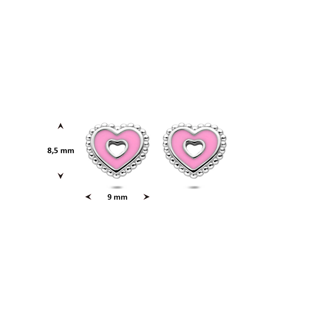 Ohrstecker Emaille Herz 8,5 mm rhodiniertes Silber