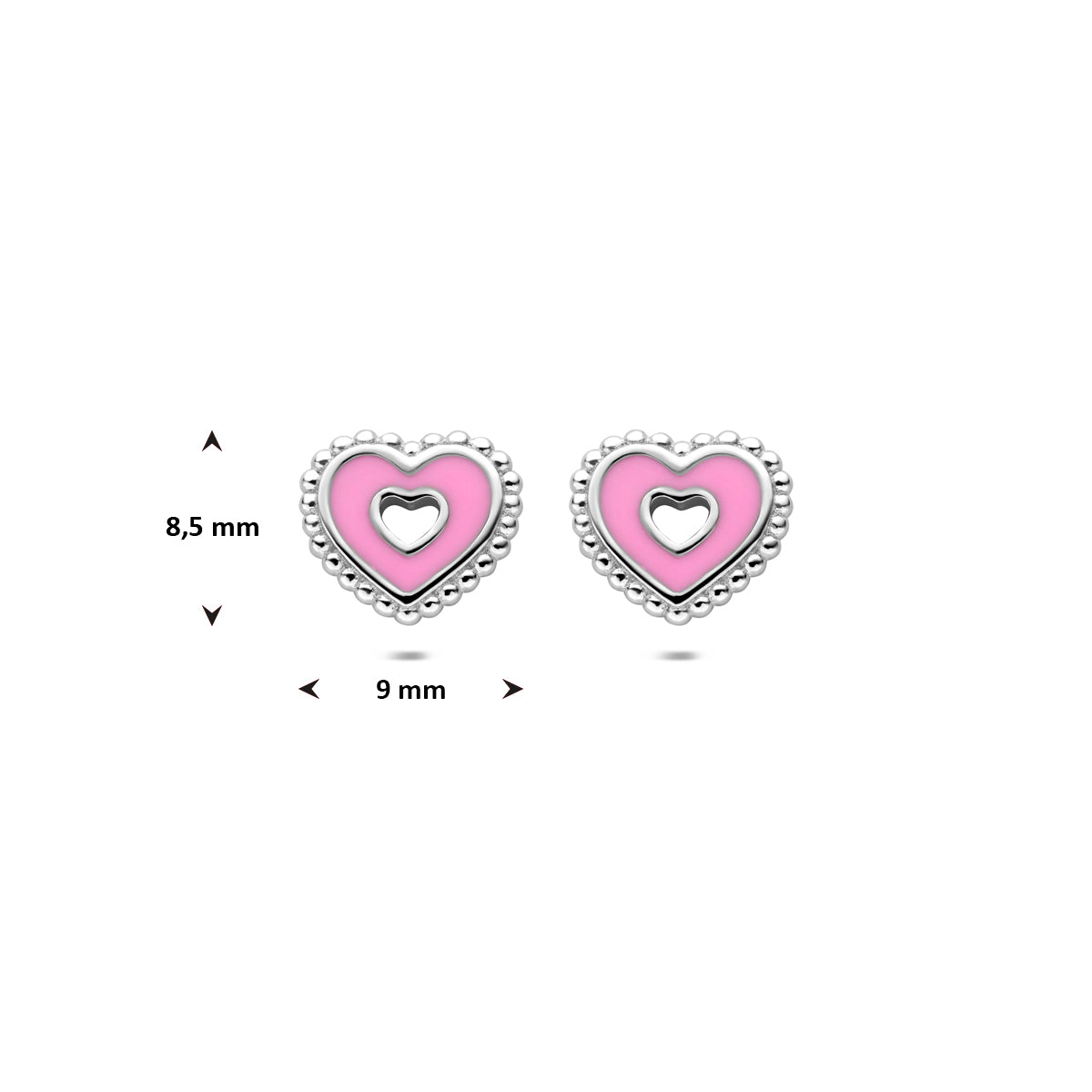 Ohrstecker Emaille Herz 8,5 mm rhodiniertes Silber