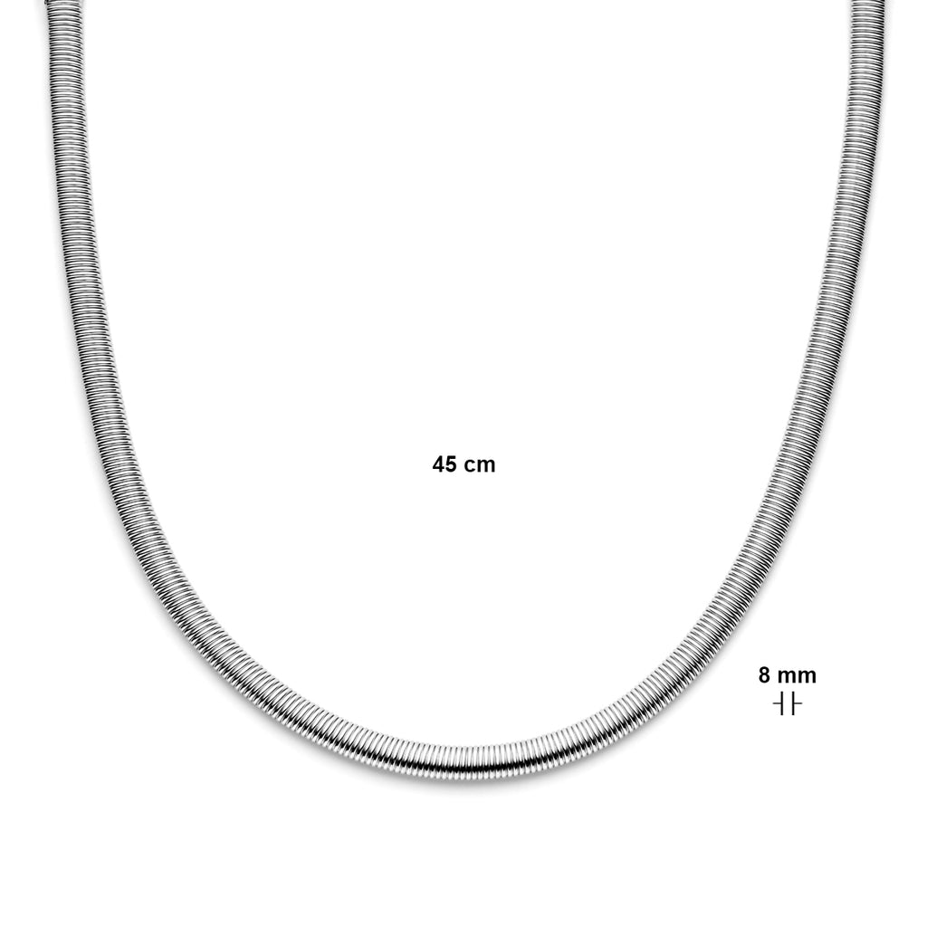 Halskette Schlangenkette flach (rund) 8,0 mm 45 cm mit großem Federringverschluss Silber rhodiniert