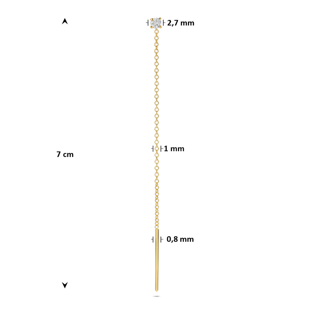 doortrekoorbel diamant 0.07ct h si per stuk 7 cm 14K geelgoud