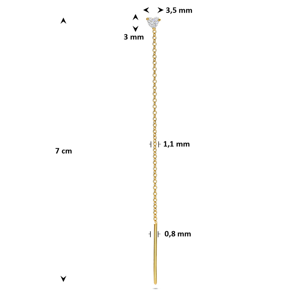 doortrekoorbel hartje diamant 0.15ct h si per stuk 7 cm 14K geelgoud