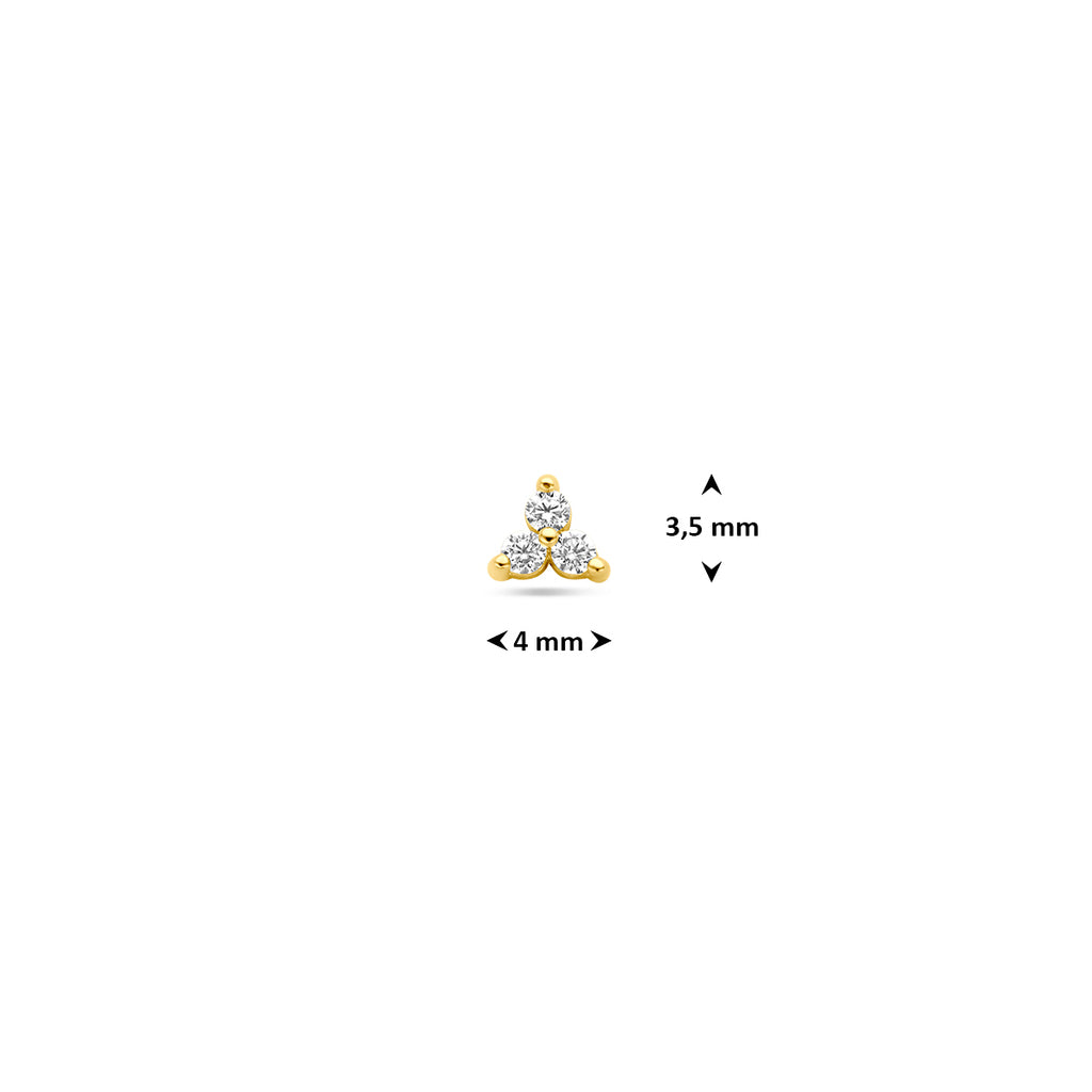 flat back piercing zirkonia 3,5 mm 14K geelgoud