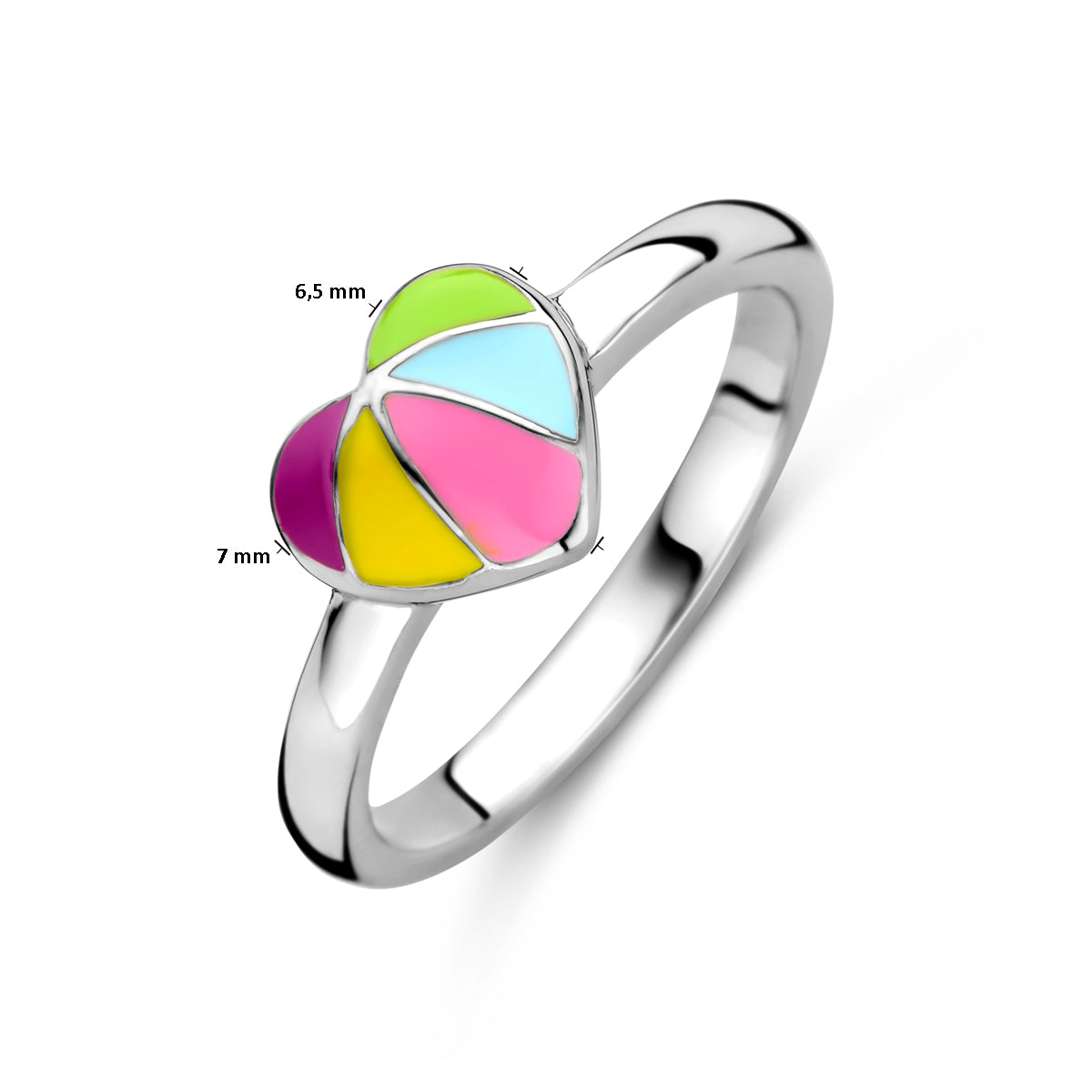 Ring Emaille Herz Silber rhodiniert