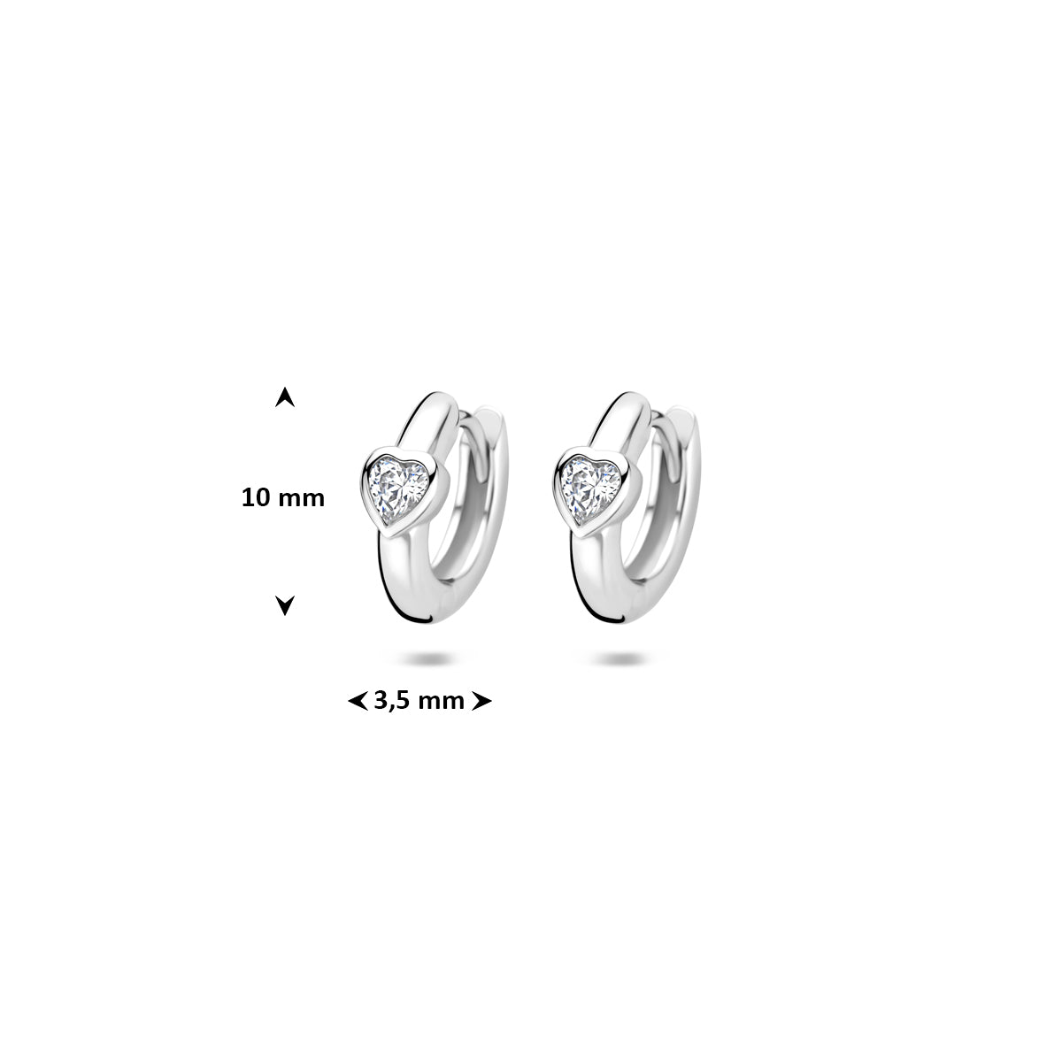 Klappohrringe Herz Zirkonia 10 mm Silber rhodiniert
