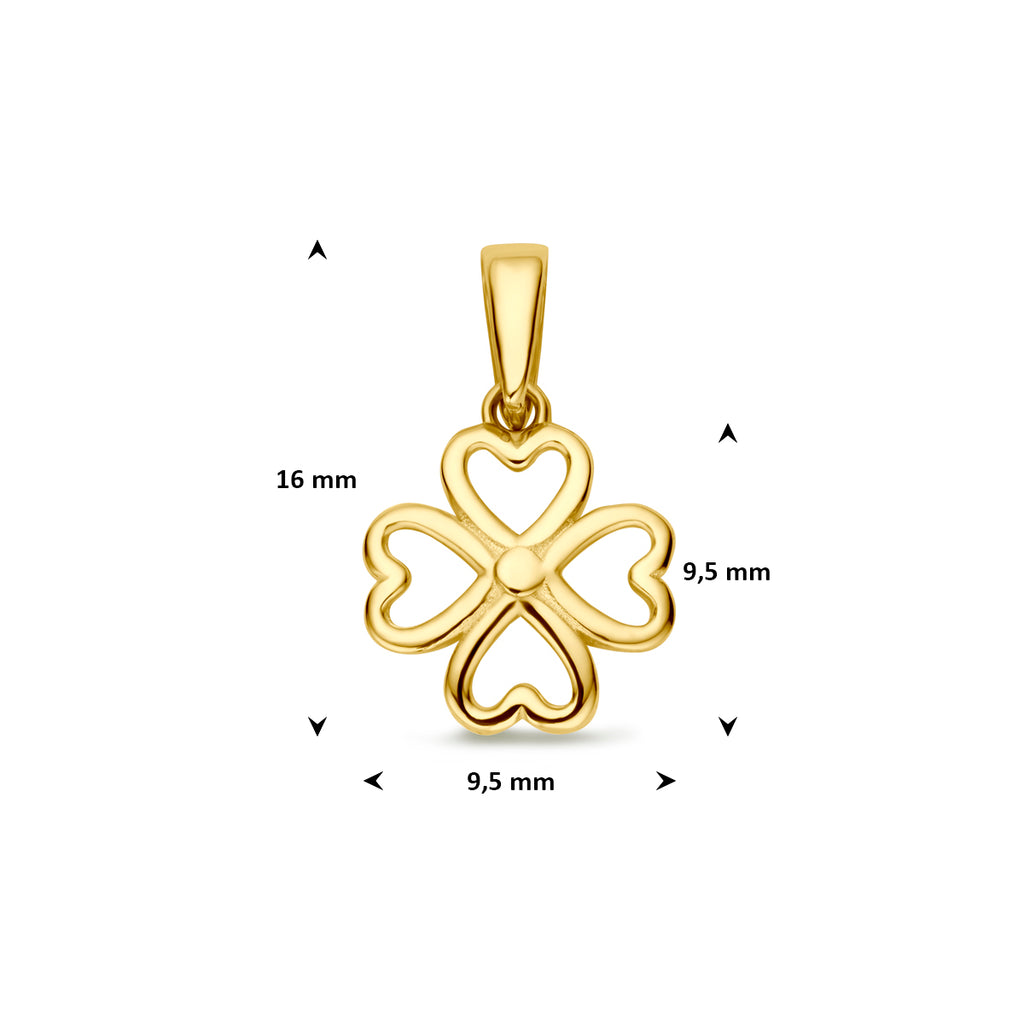 hanger klavertje 9,5 mm 14K geelgoud