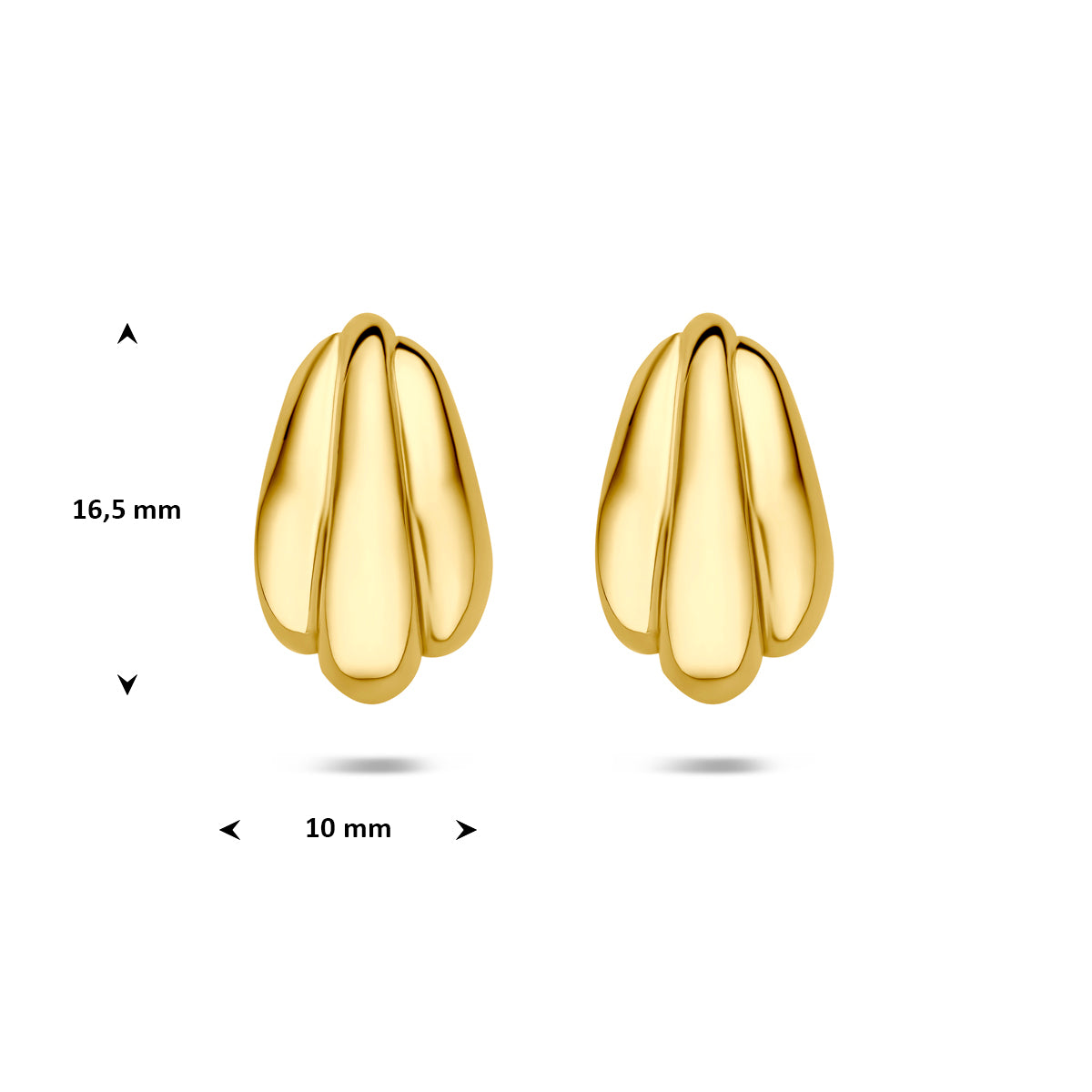stekeroorringen 16,5 mm 1 micron zilver verguld (geel)
