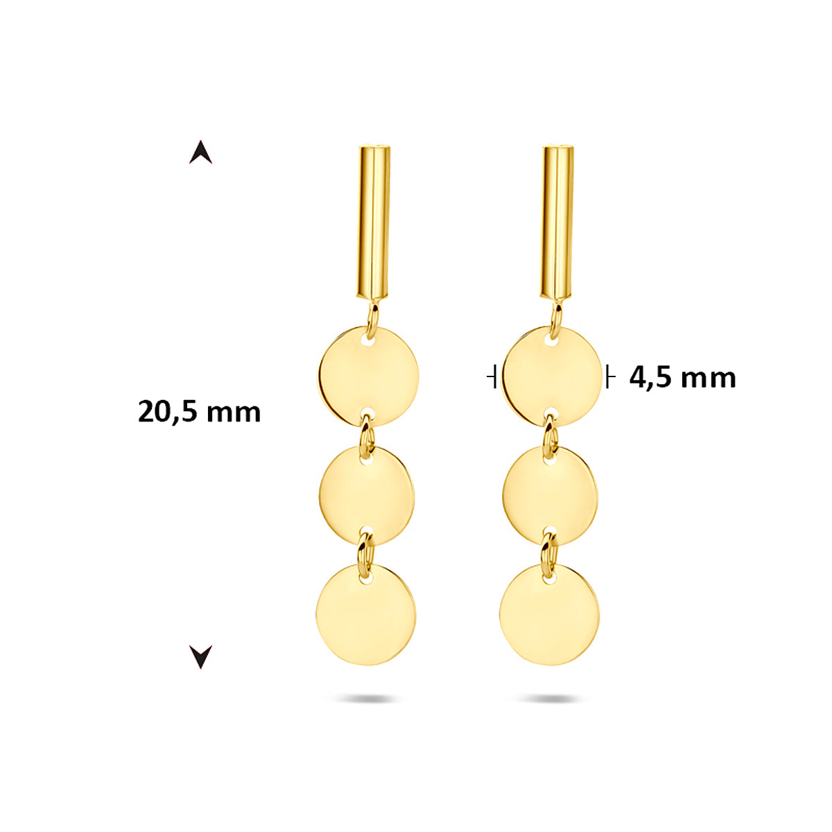 oorhangers 20,5 mm 14K geelgoud