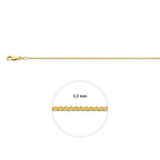 vossestaart rond 1,3 mm 14K geelgoud